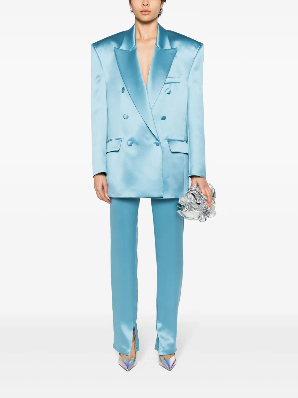 Magda Butrym Straight zijden broek - Blauw