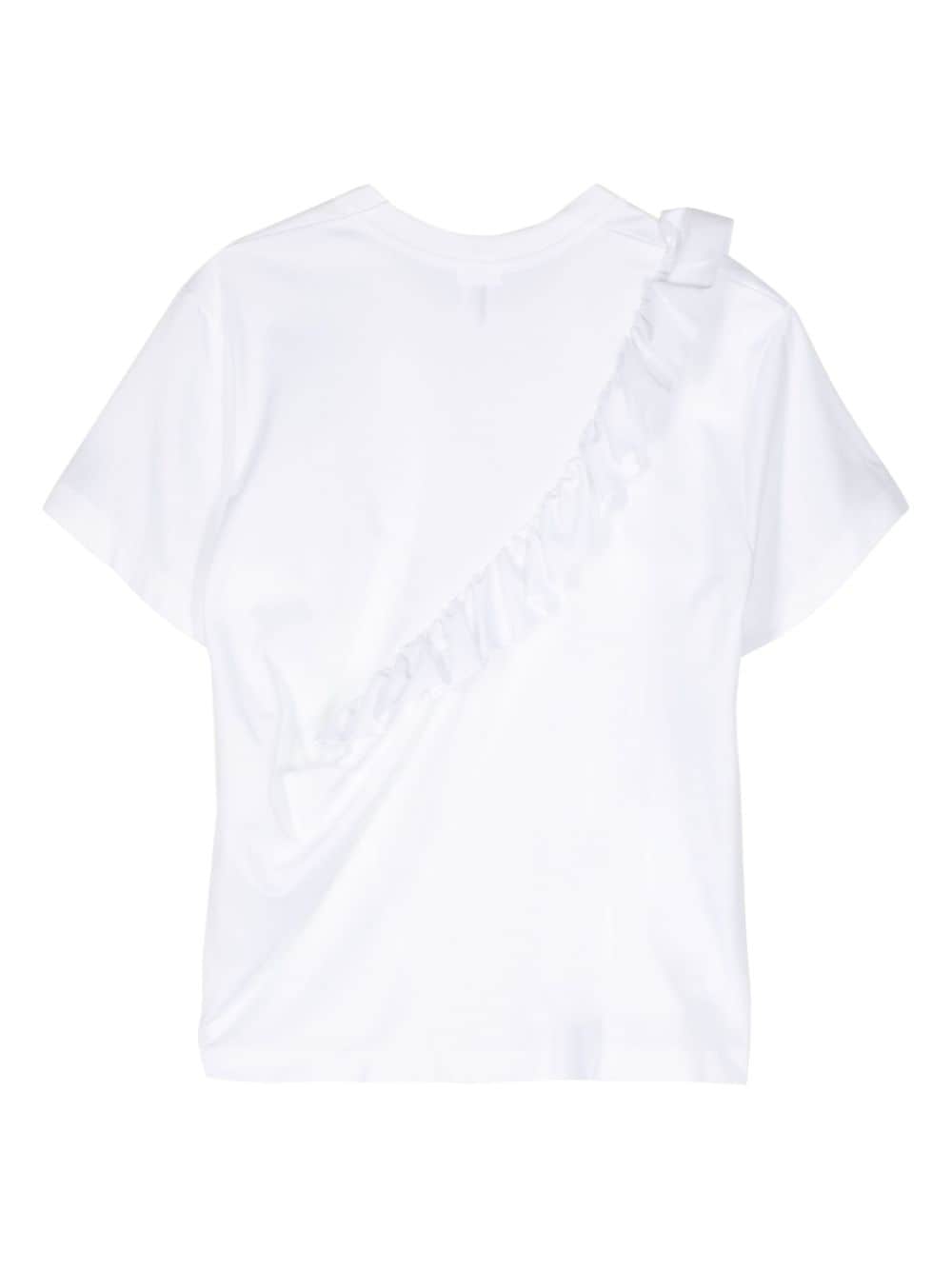 Shop Noir Kei Ninomiya Ruffle-detailing Cotton T-shirt In White