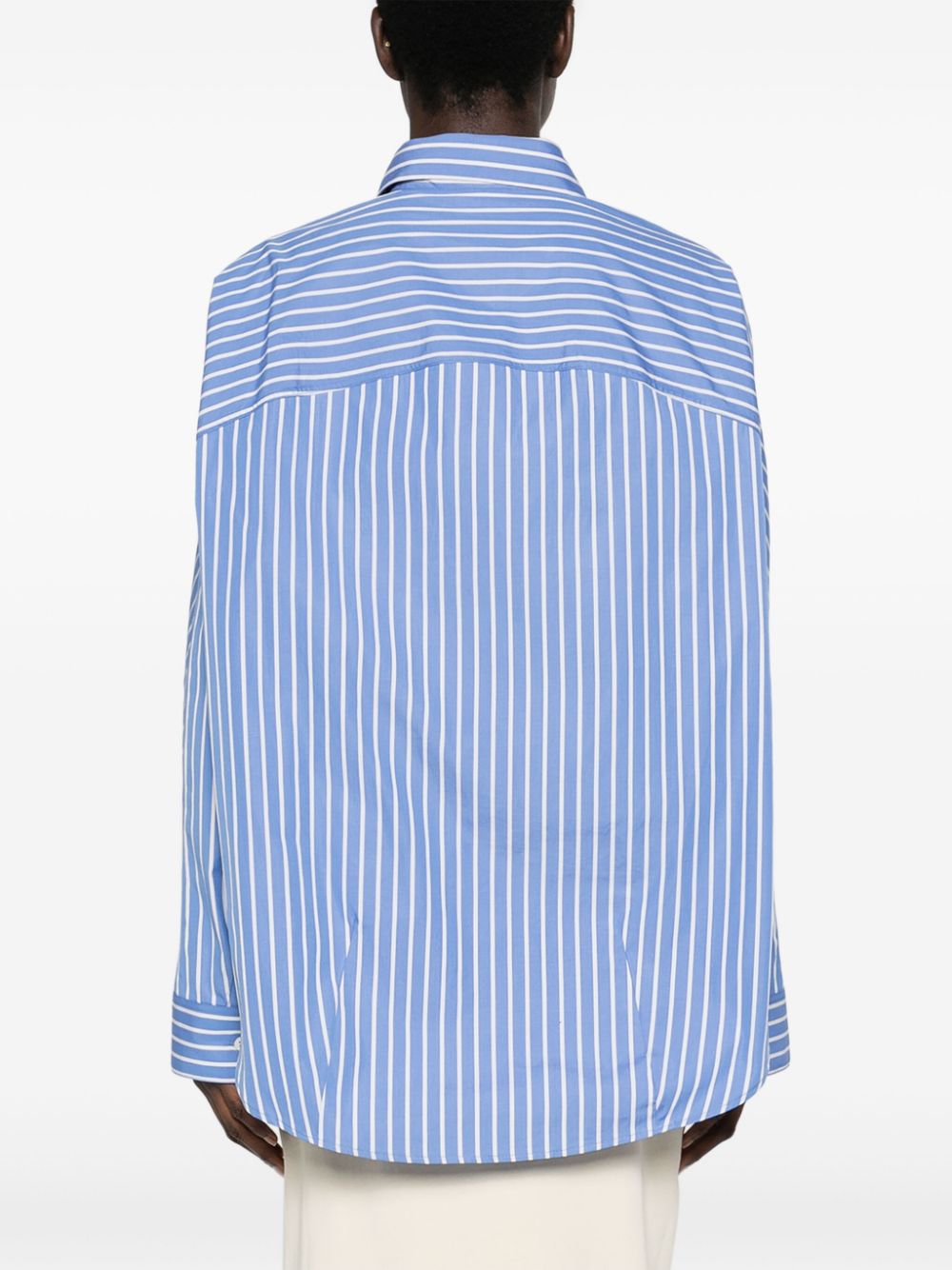 Shop Dries Van Noten Striped Cotton Shirt In 蓝色