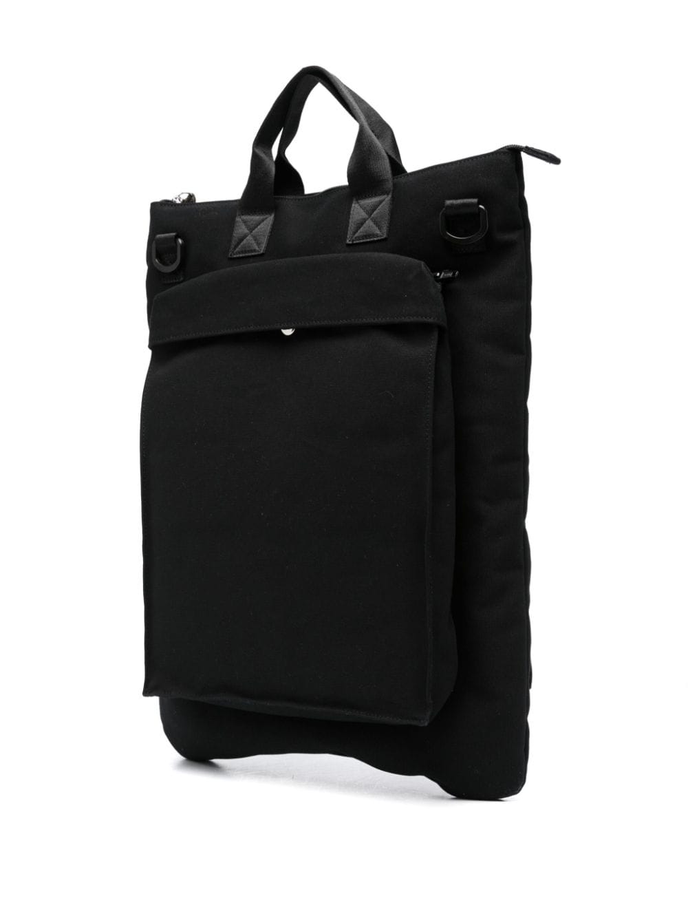 Shop Emporio Armani Logo-patch Canvas Tote Bag In Black