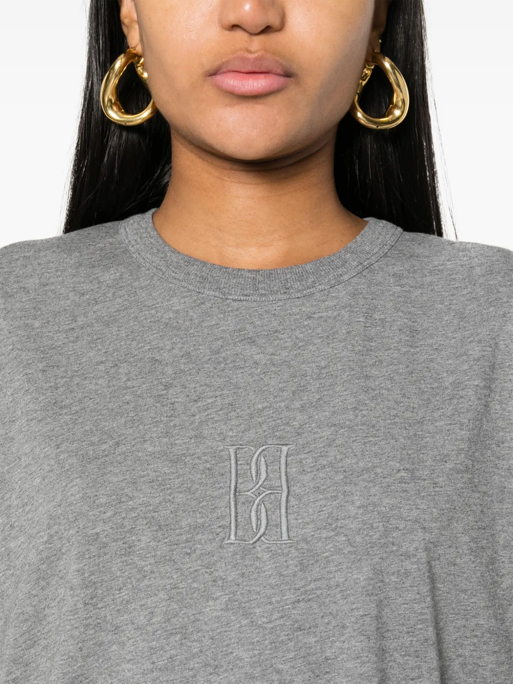By Malene Birger Fayeh T-shirt met geborduurd logo Grijs
