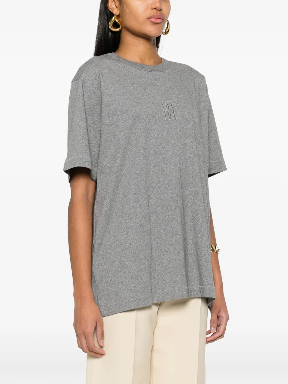 By Malene Birger Fayeh T-shirt met geborduurd logo Grijs
