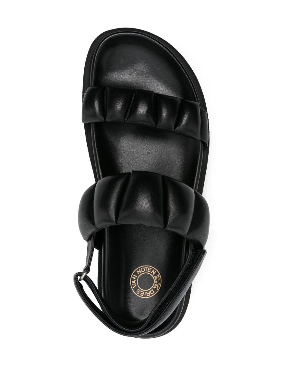 Shop Dries Van Noten Padded-panels Leather Sandals In 黑色