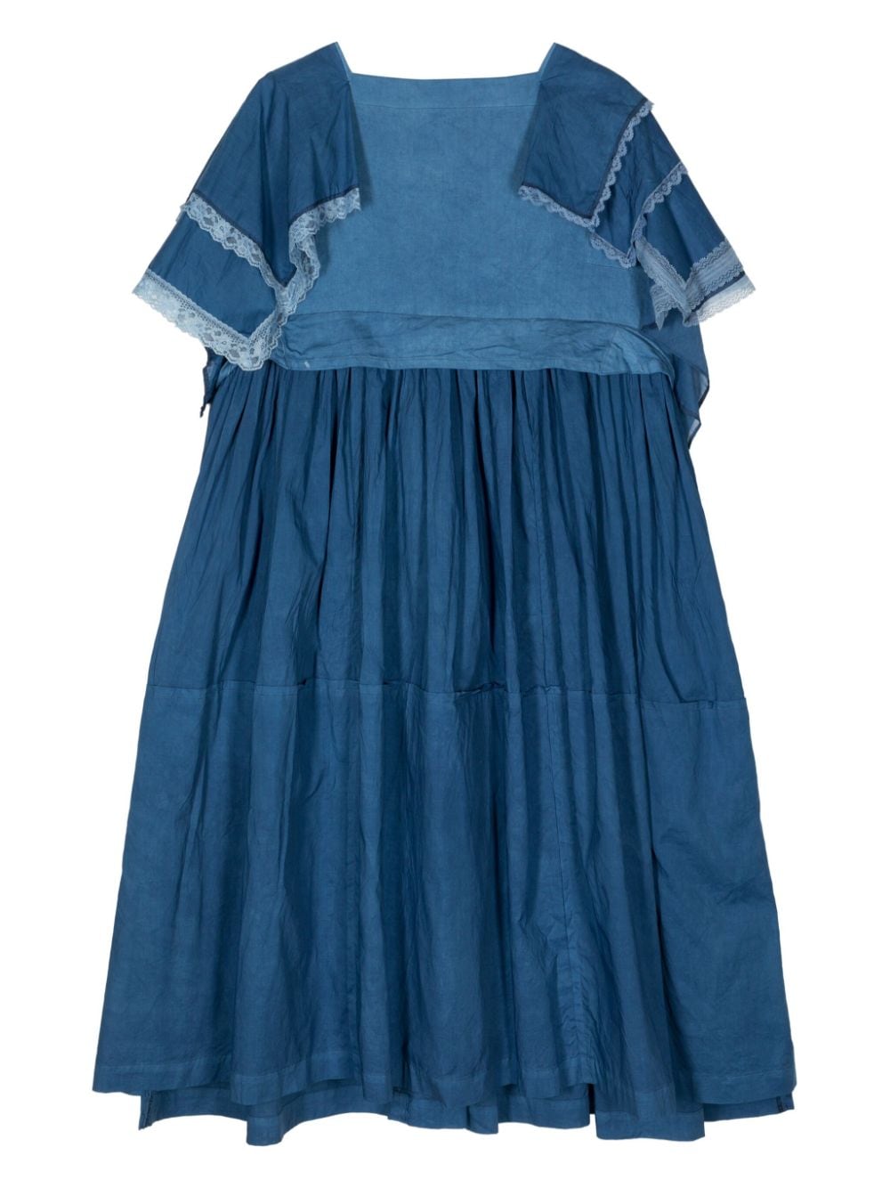 Shop Comme Des Garçons Tao Layered Cotton Midi Dress In Blue