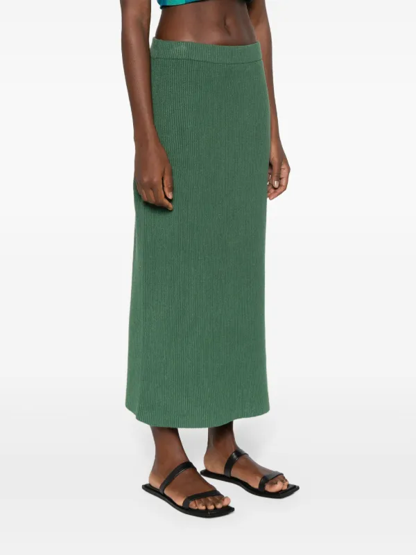 By Malene Birger Kyara Ribbed Midi Skirt | Green | FARFETCH