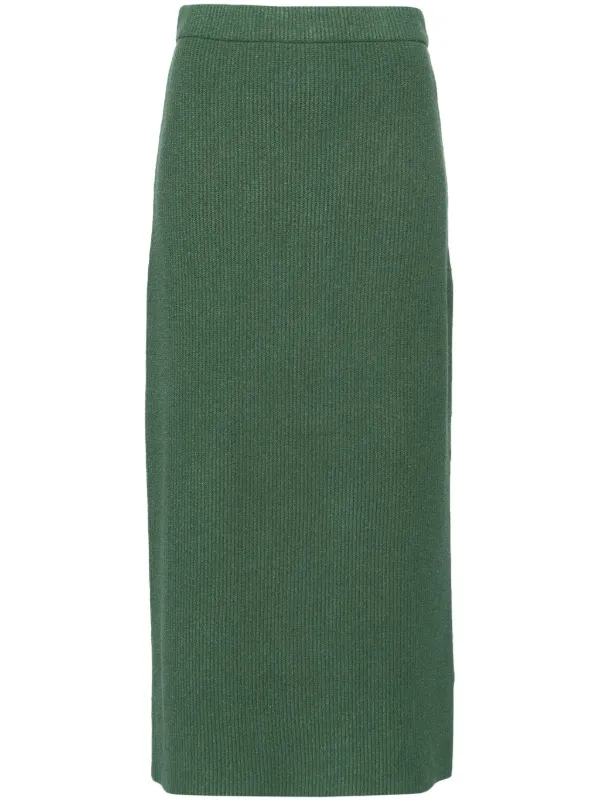 By Malene Birger Kyara Ribbed Midi Skirt Green FARFETCH EG