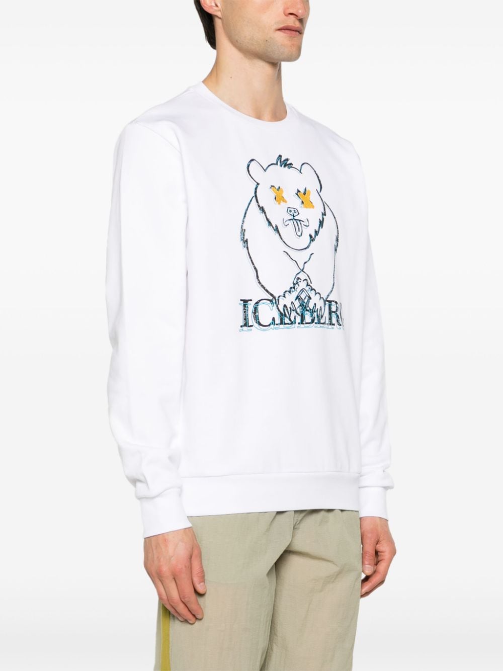 Shop Iceberg Graphic-print Cotton Sweatshirt In 白色