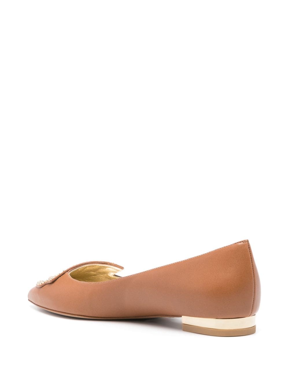 Shop Sophia Webster Butterfly Leather Ballerina Shoes In Brown