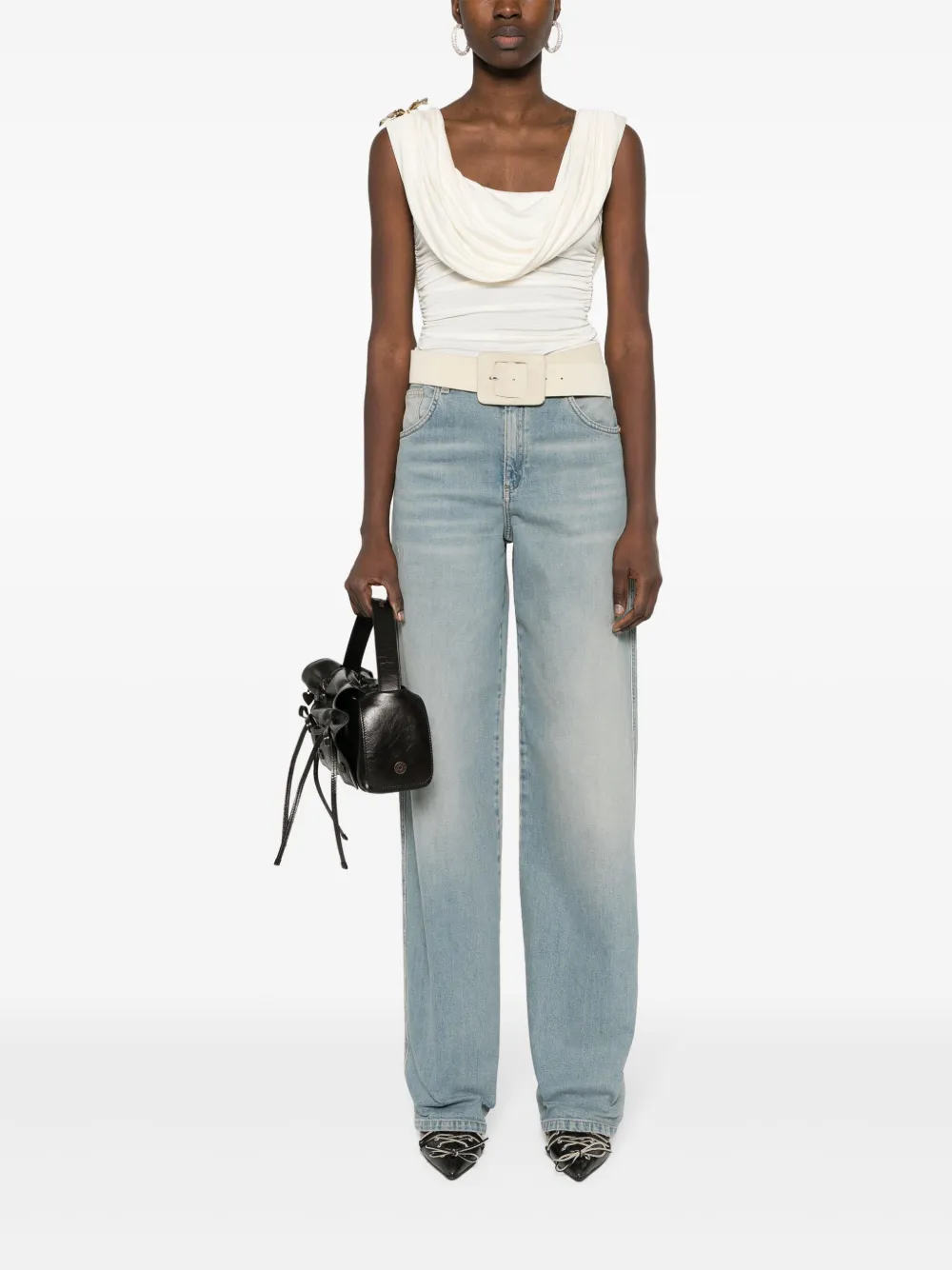 Blumarine Sleeveless Satin Top In Neutrals