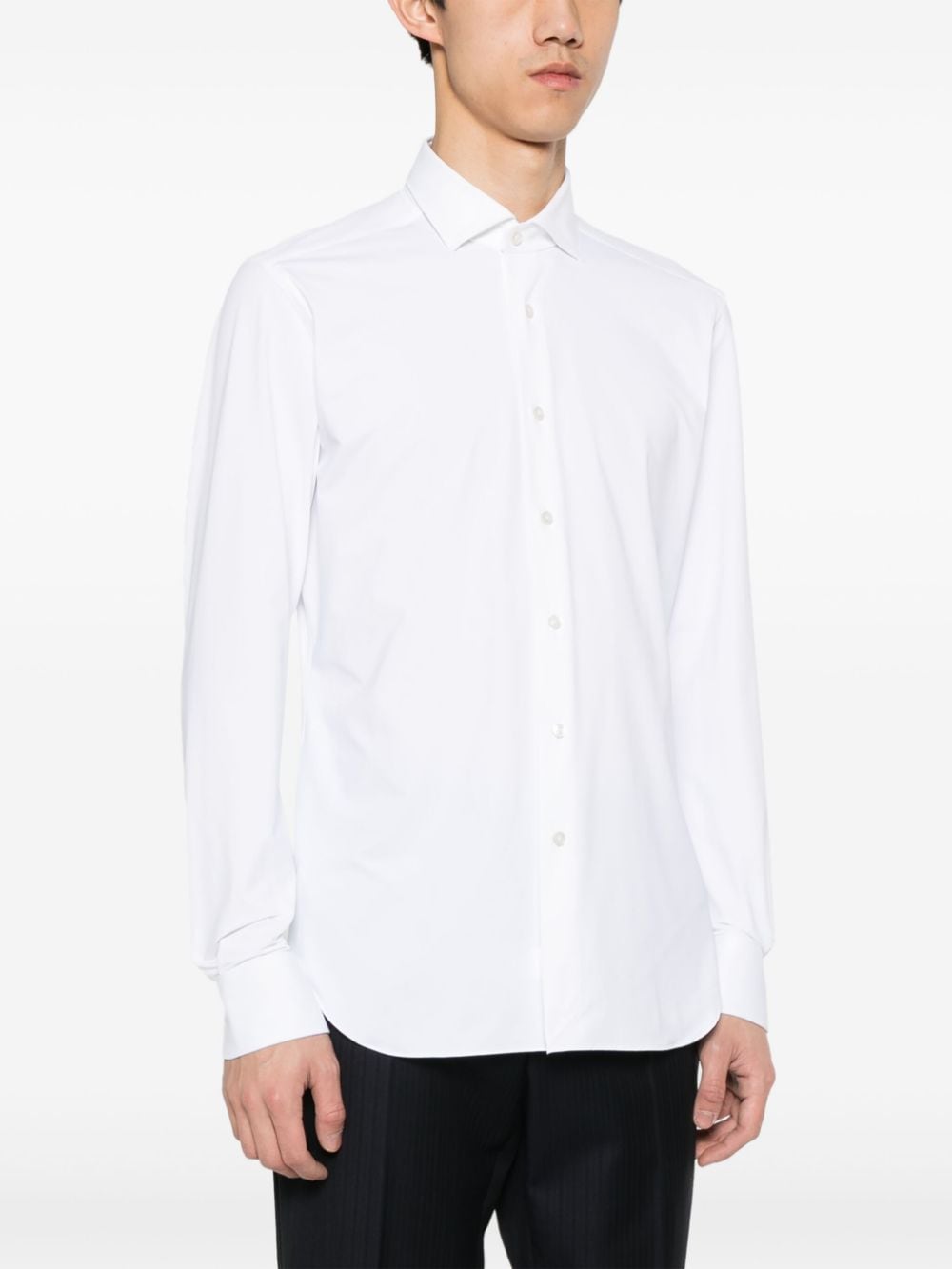 Shop Xacus Cutaway-collar Shirt In White