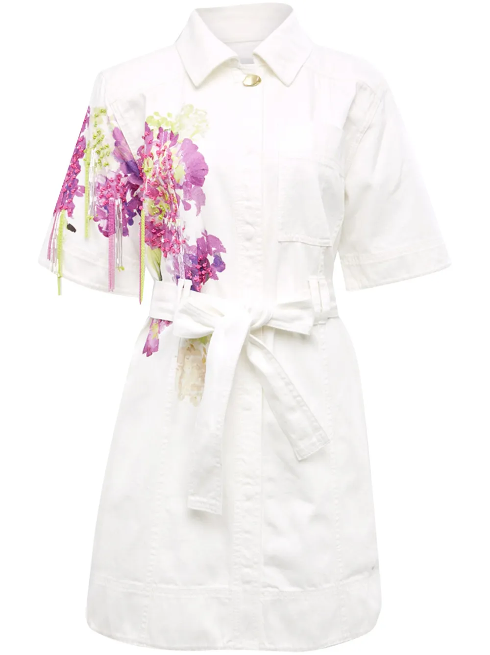 Aje floral-print belted mini dress - White
