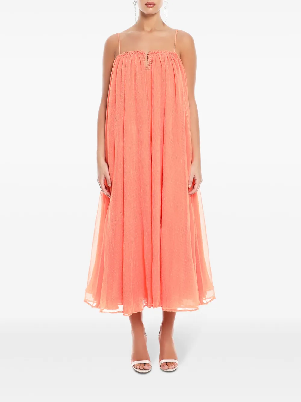 Aje Square-neck Layered Midi Dress In Pink
