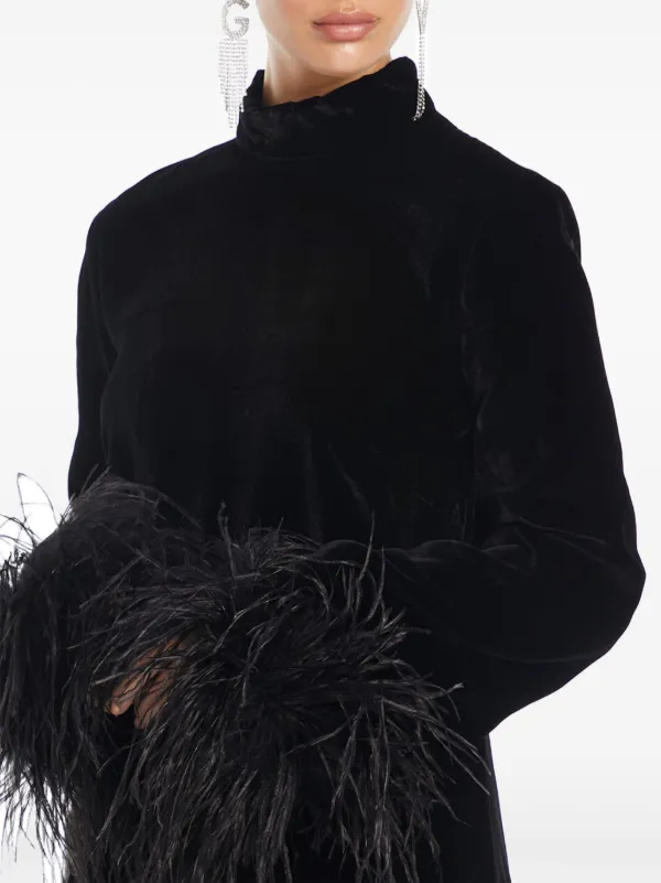 Taller Marmo Gina フェザートリム ミニドレス | ブラック | FARFETCH JP