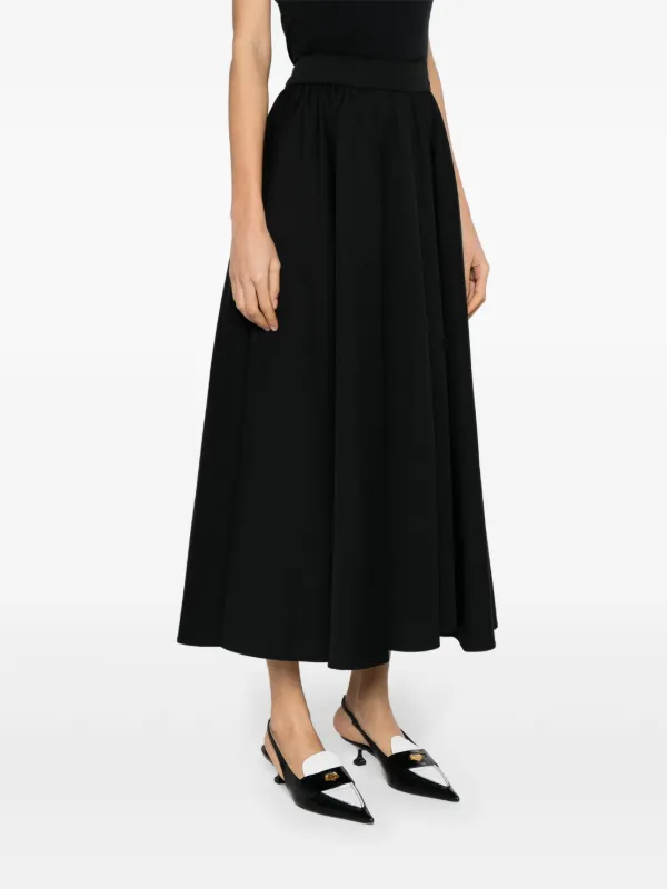 Patou Volume Gabardine Midi Skirt | Black | FARFETCH JO