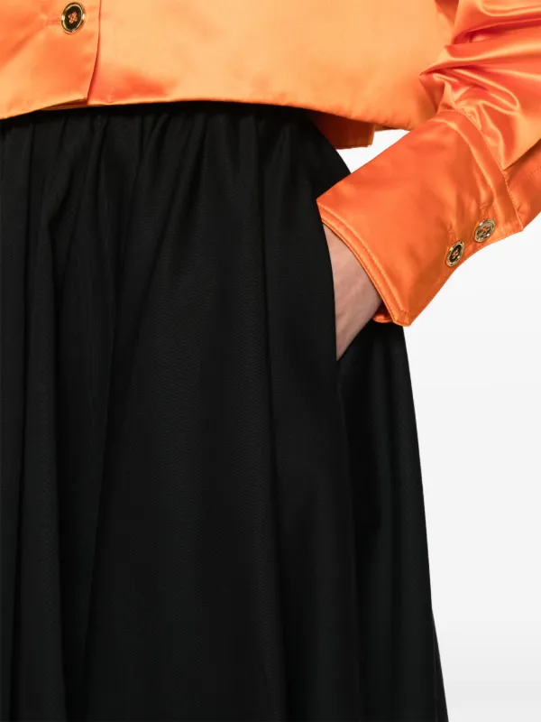 Patou Volume Gabardine Midi Skirt | Black | FARFETCH JO