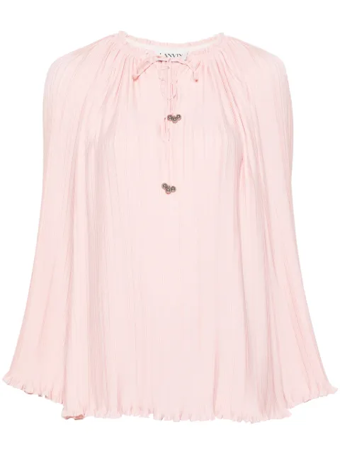 Lanvin long-sleeve pleated blouse
