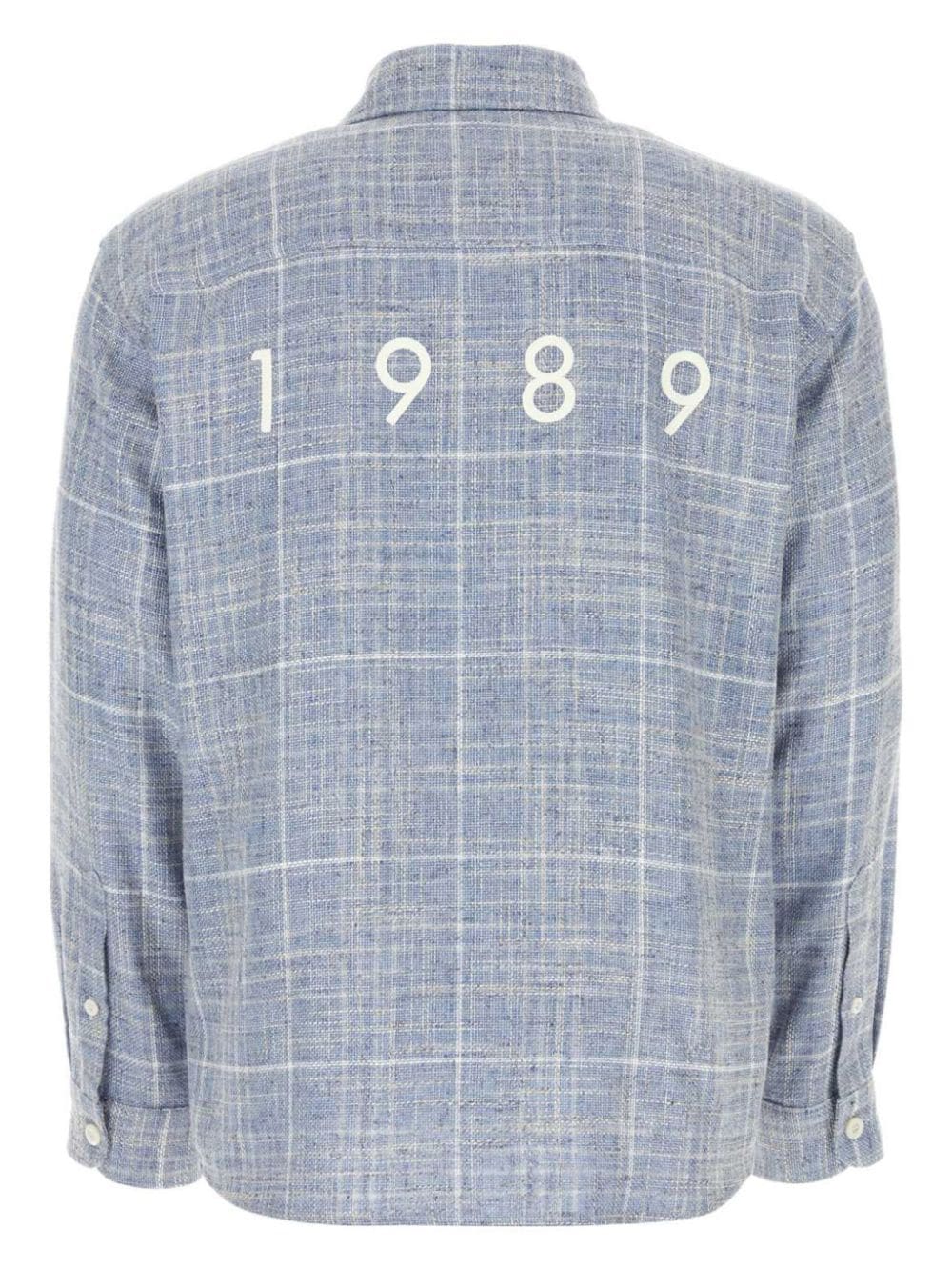 Shop 1989 Studio Grid-print Chambray Shirt In Blue