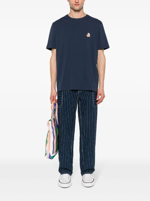 Maison Kitsuné Fox-motif Cotton T-shirt | Blue | FARFETCH