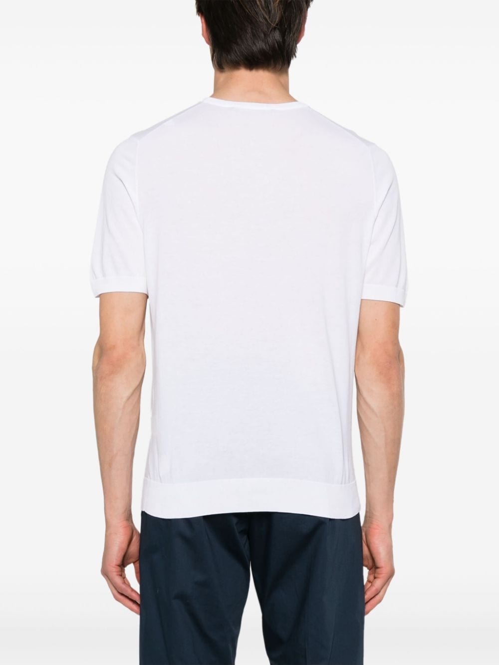 Shop Tagliatore Josh Fine-knit Cotton T-shirt In White
