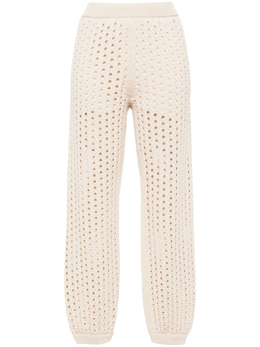 Shop Max Mara Cecina Open-knit Trousers In Nude