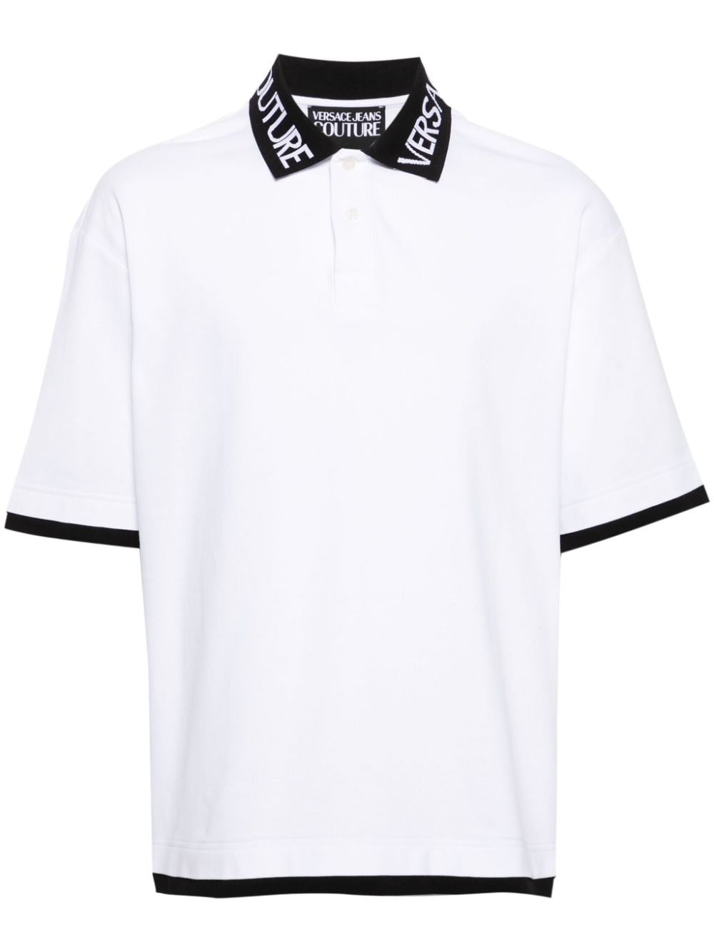 Versace Jeans Couture logo-intarsia cotton polo shirt - Bianco