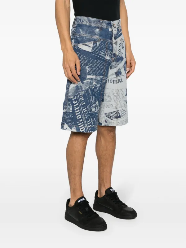 Versace Jeans Couture newspaper-print Denim Shorts | Blue