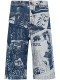 Versace Jeans Couture newspaper-print denim shorts - Blue