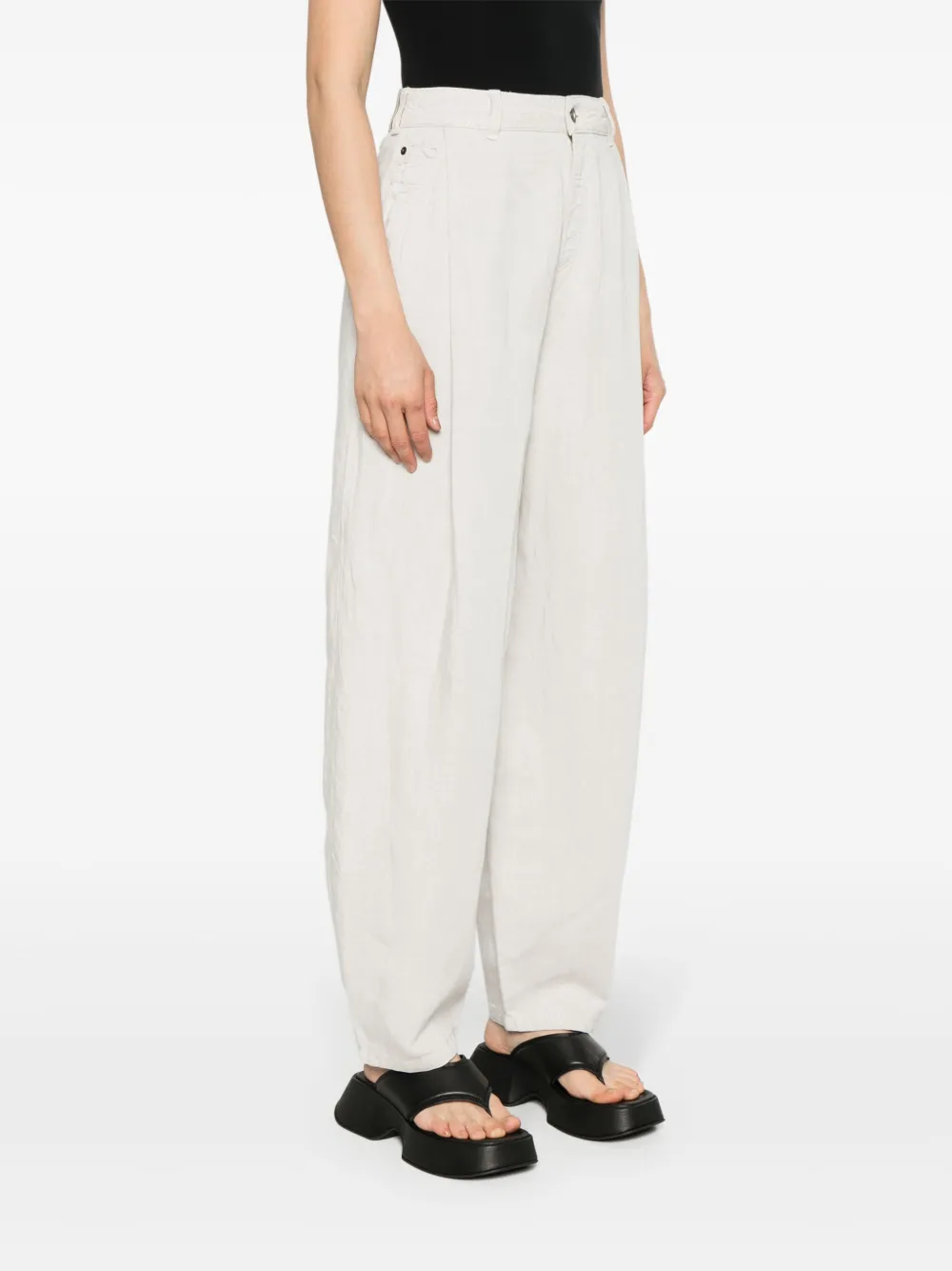 Shop Emporio Armani Wide-leg Trousers In Neutrals