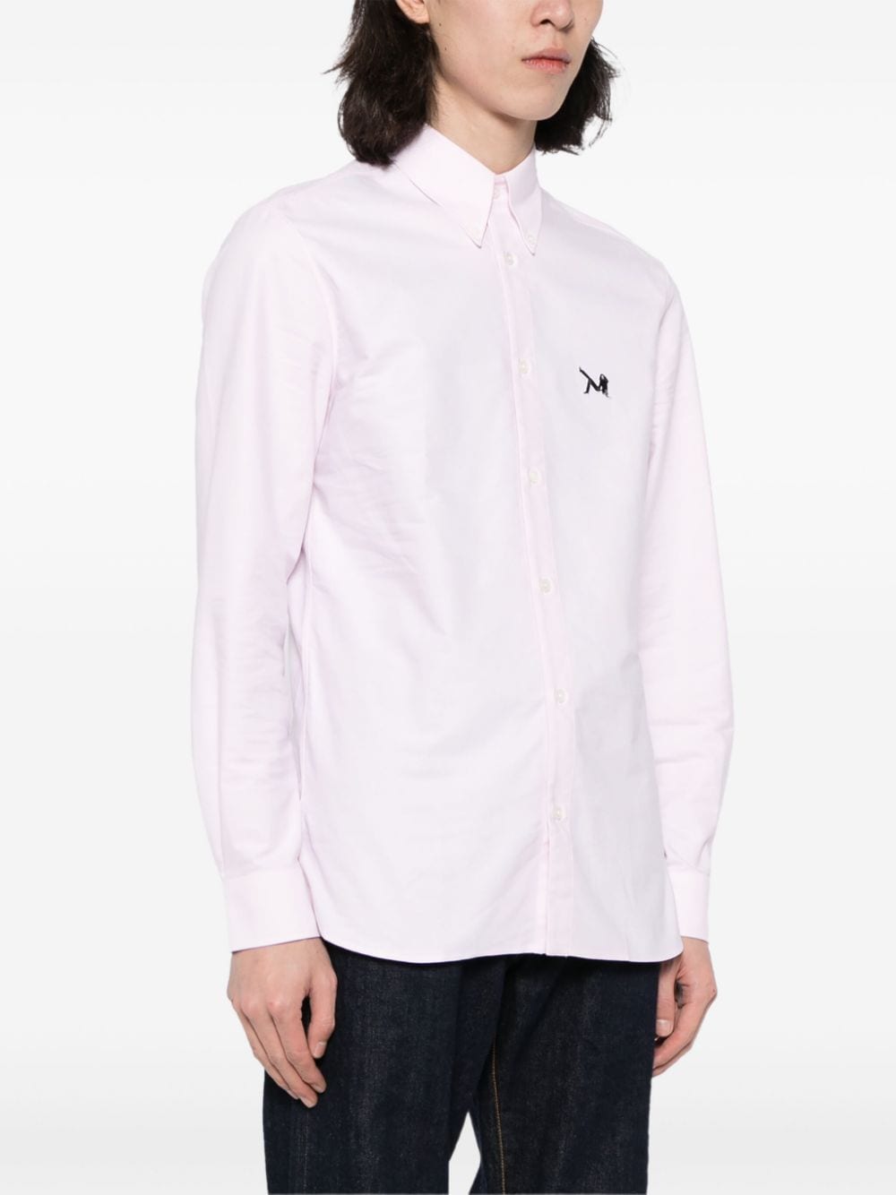 Shop Calvin Klein Logo-appliqué Cotton Shirt In Pink