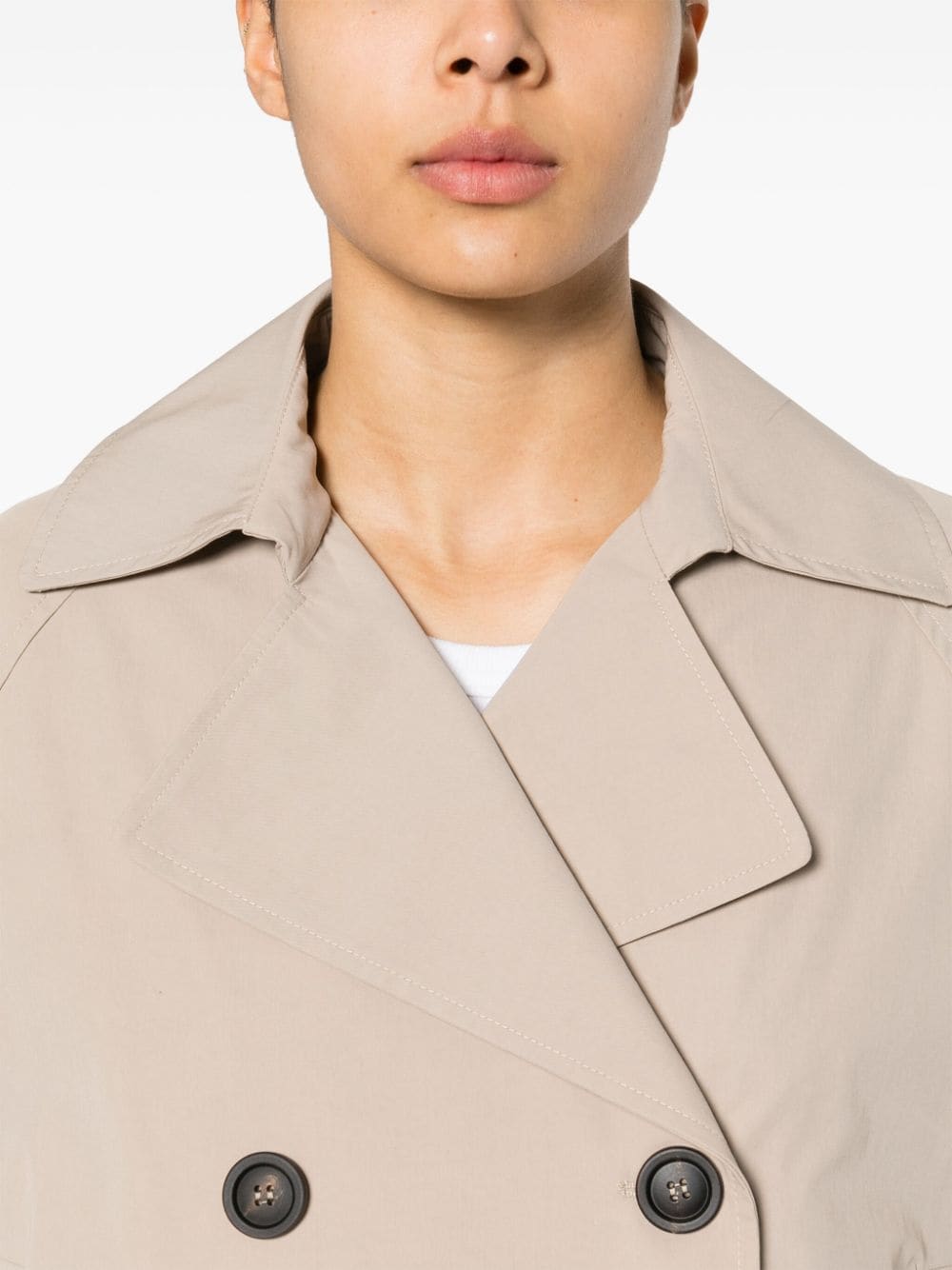 Shop Peserico Double-breasted Trench Jacket In Neutrals