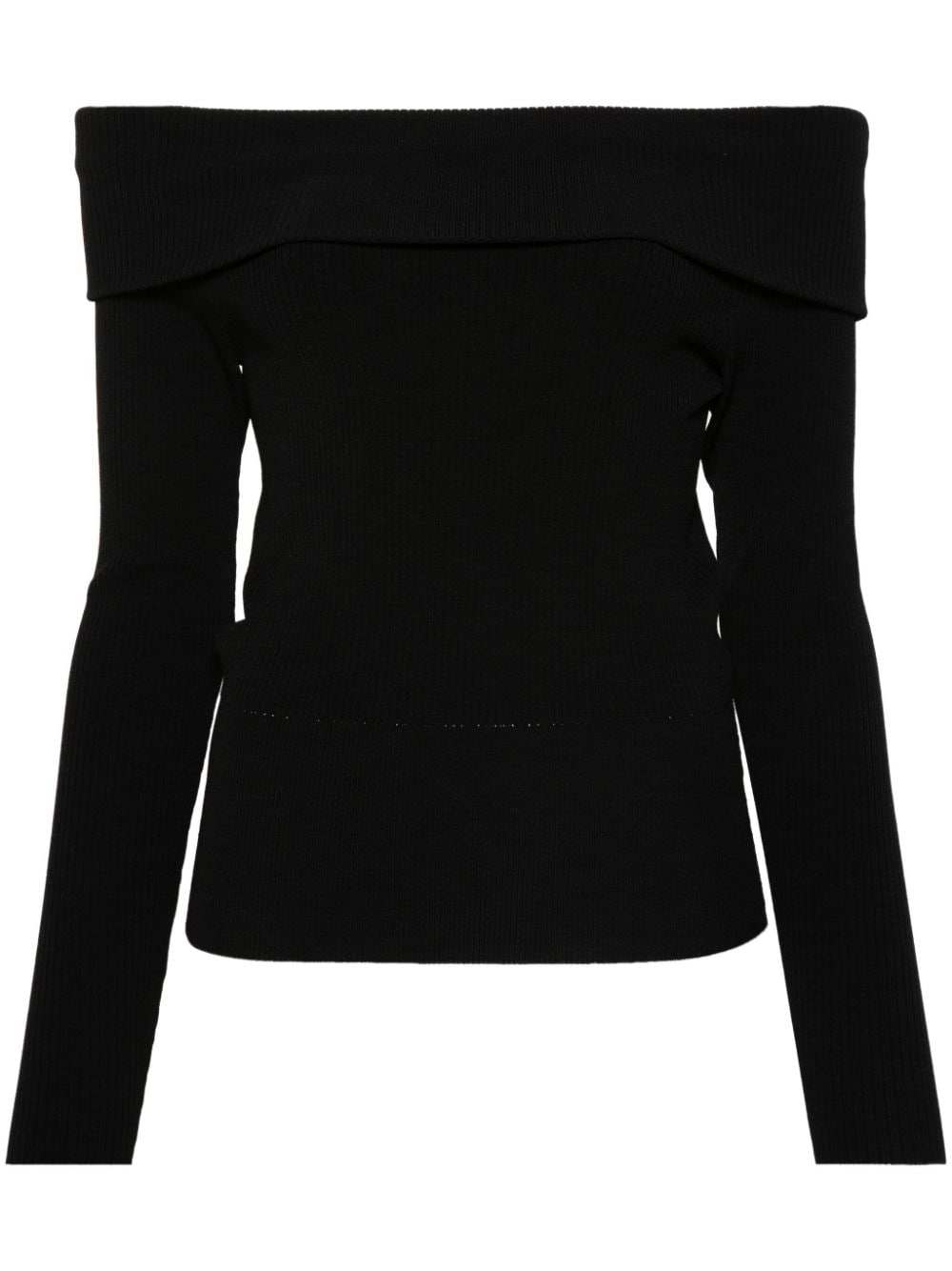 Iro Acelia Off-shoulder Knitted Top In Black
