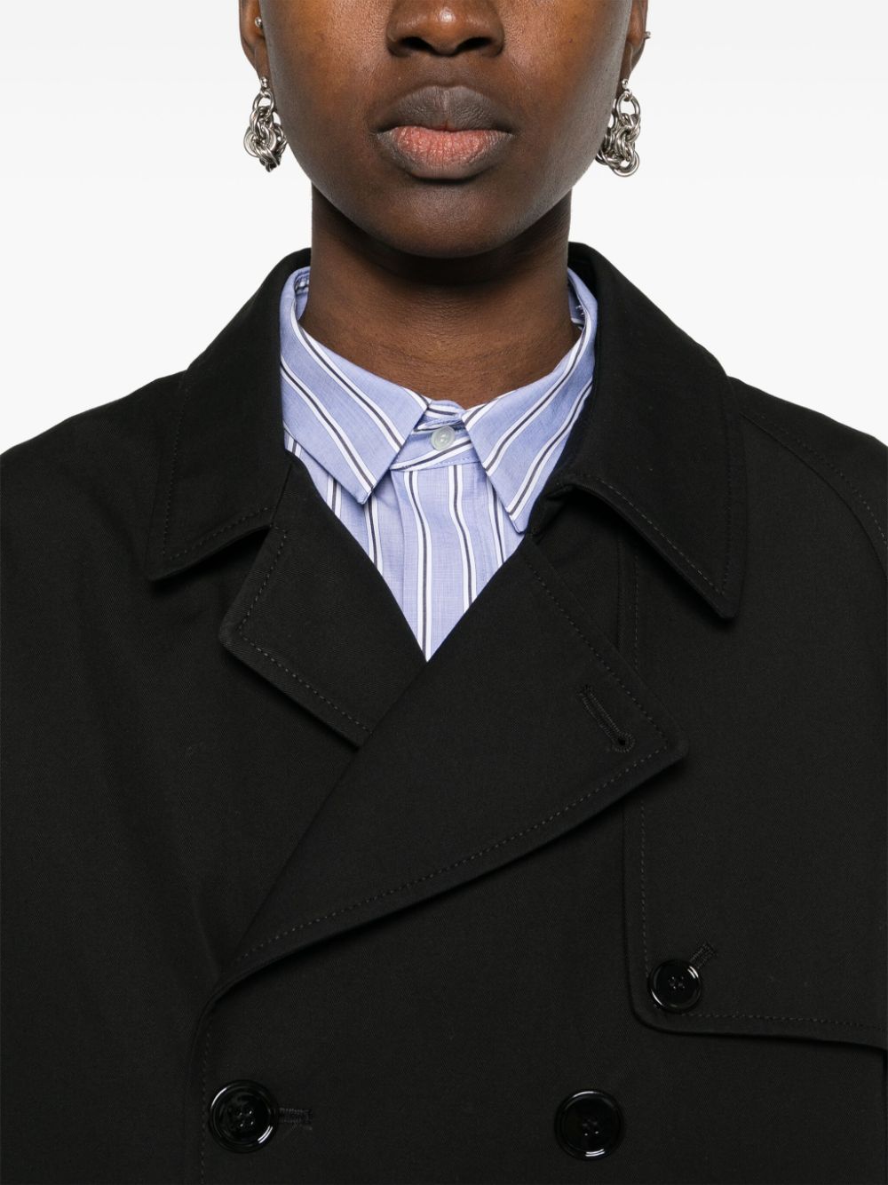 Shop Mm6 Maison Margiela Double-breasted Cotton Cropped Jacket In Black