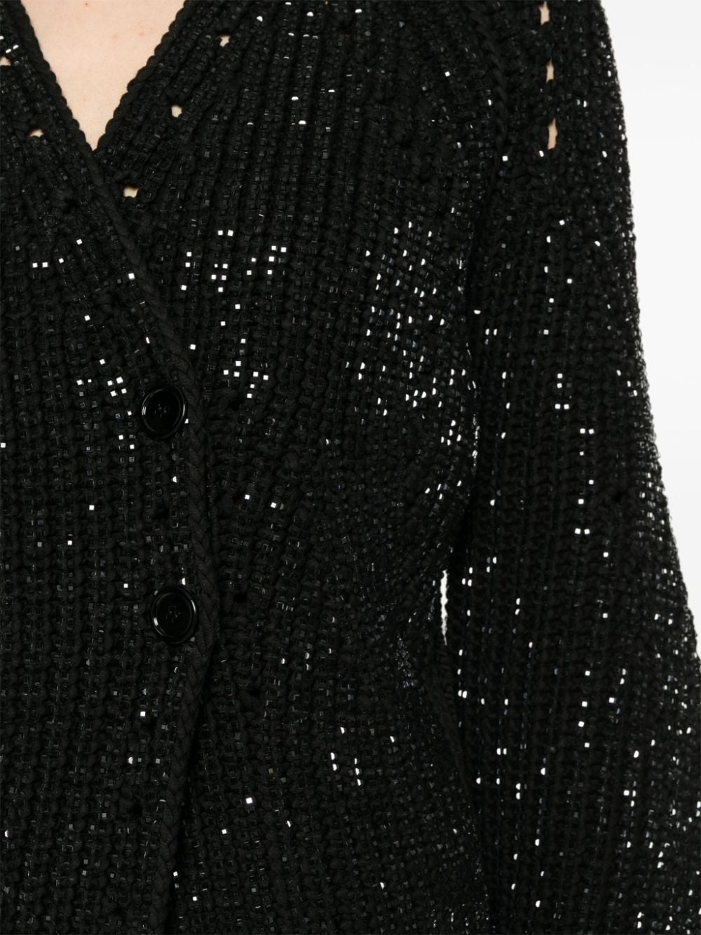 Shop Ermanno Scervino Crystal-embellished Cotton Cardigan In Black