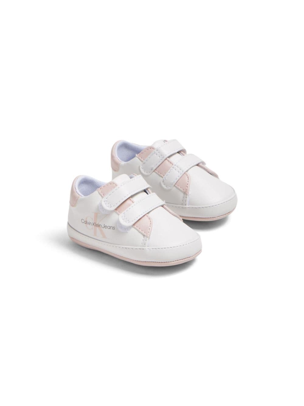 Calvin Klein Kids logo-print touch-strap sneakers - Bianco