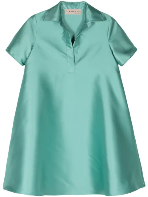 Blanca Vita A-line satin shirt dress