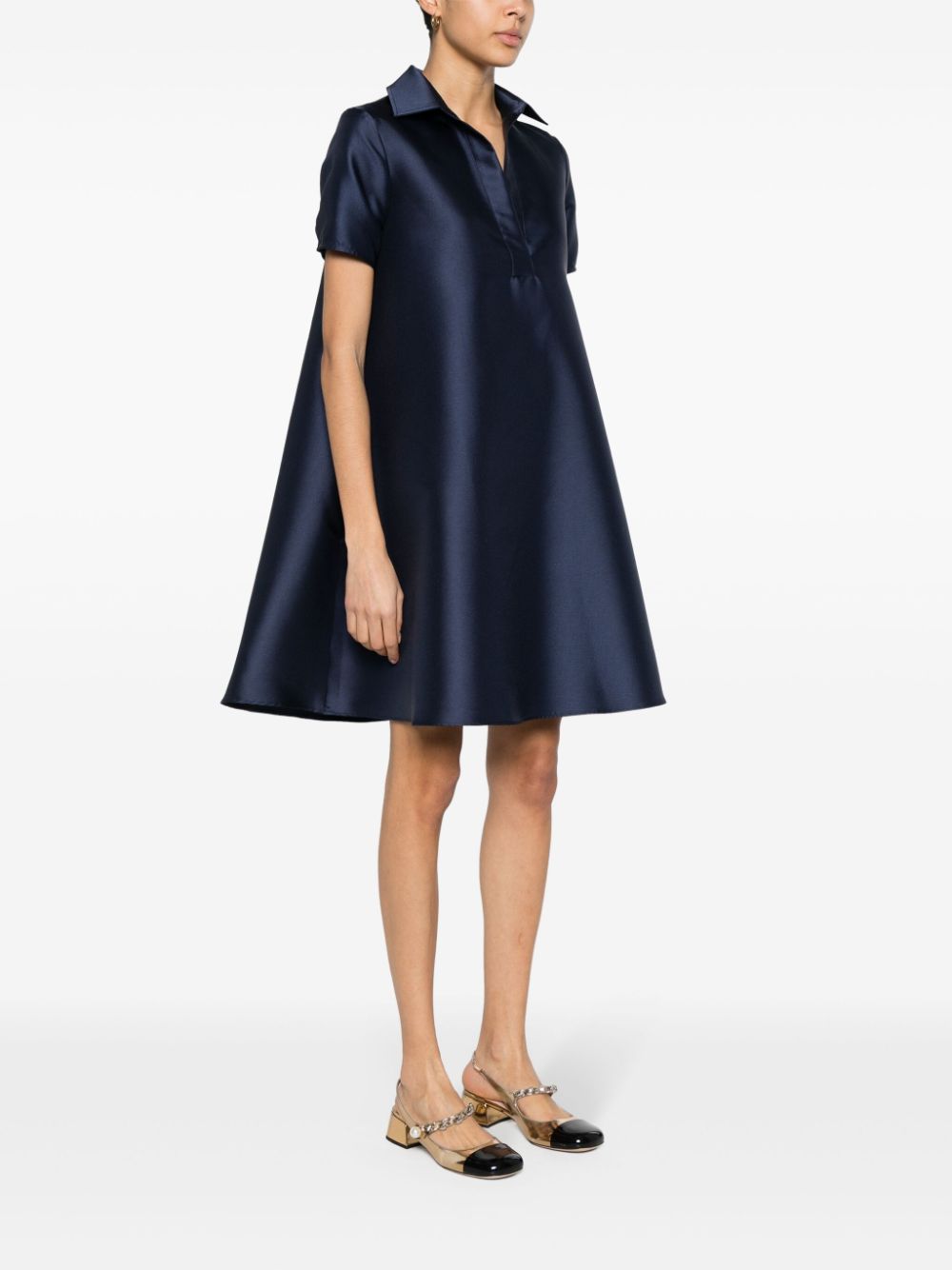 Shop Blanca Vita A-line Twill Mini Dress In Blue