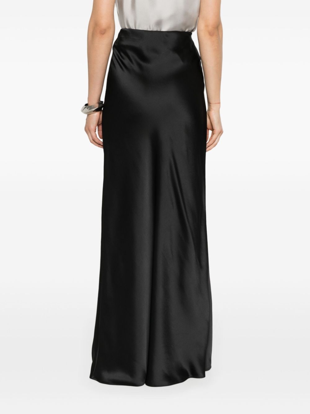 Shop Blanca Vita Ginestra Satin Long Skirt In Black