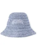 GANNI logo-embroidered straw bucket hat - Blue