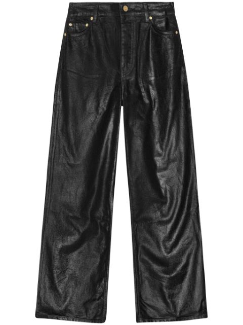 GANNI waxed-finish wide-leg jeans Women