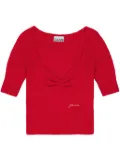 GANNI ruched wool top - Red