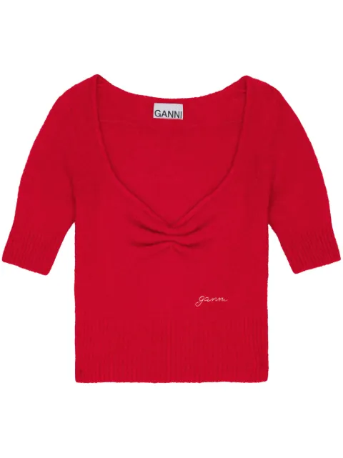 GANNI ruched wool top