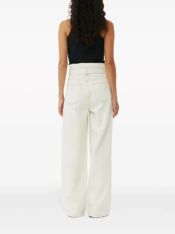 GANNI Belted wide leg Jeans Neutrals FARFETCH CA