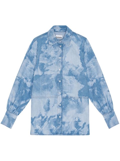 GANNI bleach-wash denim shirt Women