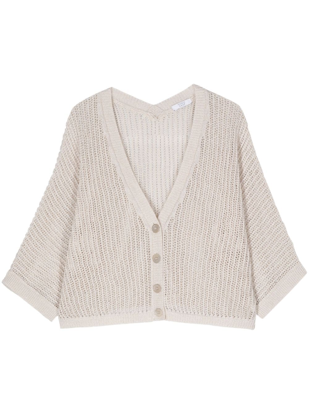 Peserico Open-knit Cropped Cardigan In Neutrals