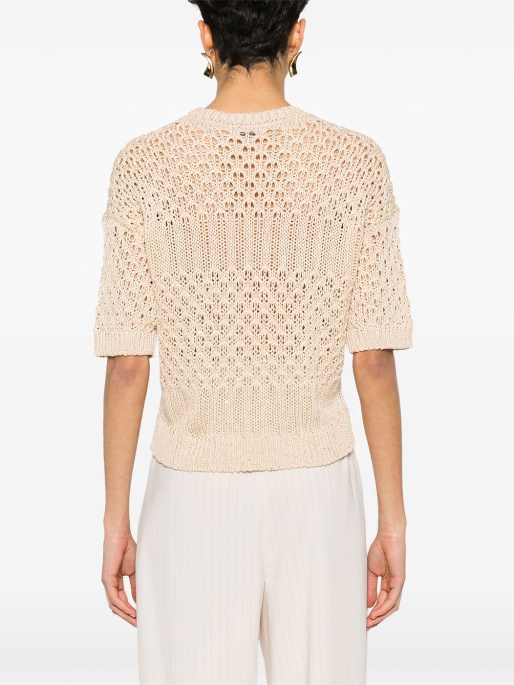 Shop Peserico Sequin-embellished Knitted Top In Neutrals