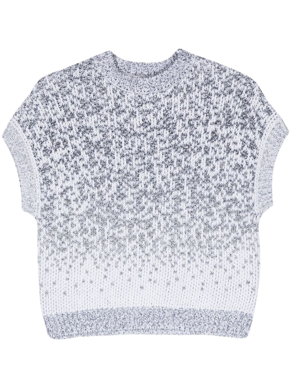 Peserico Sequined Cotton Jumper In Blue