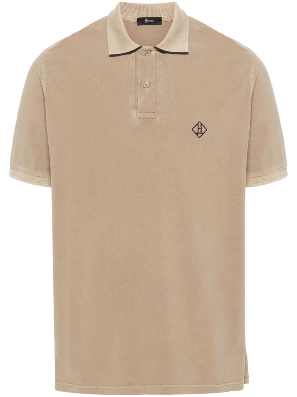 Shop Herno Embroidered-logo Polo Shirt In Brown