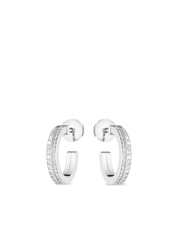 シルバー ロングフープピアス ダイヤモンド付き Boucheron Quatre Radiant Edition ダイヤモンド フープピアス 18K