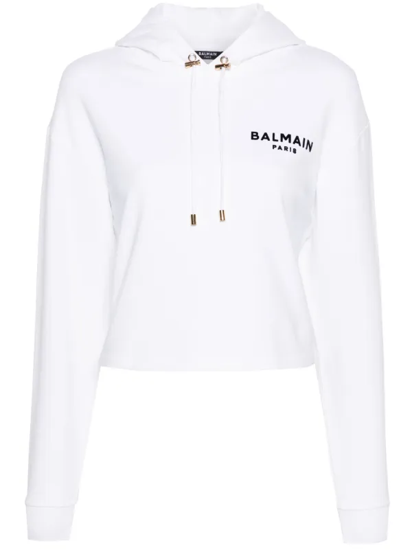 Balmain logo-print Hoodie Neutrals FARFETCH IN