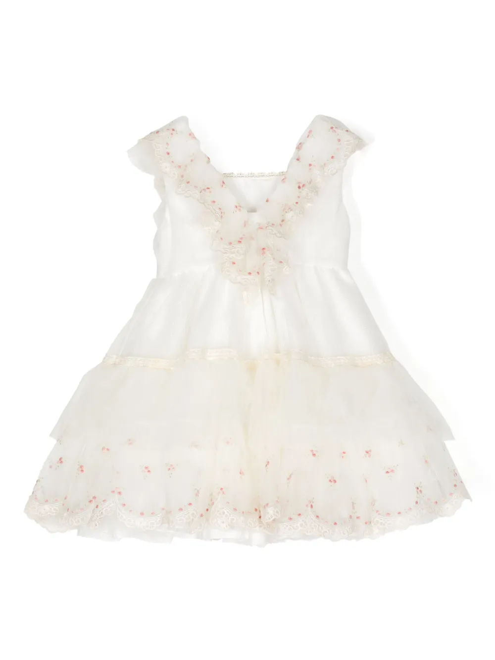 Lapin House Jurk met geborduurde bloemen Beige
